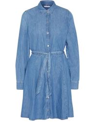 Tommy Hilfiger - Blaues dnm gürtel ls kleid lyra kleider - Lyst