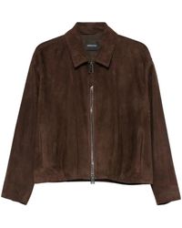 Simonetta Ravizza - Jassen ,Bruin ,Leer Zip-Front Leren Jas - Lyst