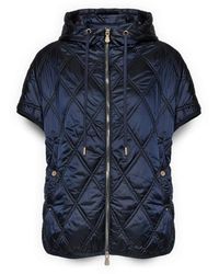 Elena Miro - Jassen ,Blauw ,Polyester Lichtgewicht Mouwloze Capuchon Puffer Jas - Lyst