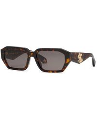 Roberto Cavalli - Braun/Gelb Glänzende Eckige Sonnenbrille - Lyst