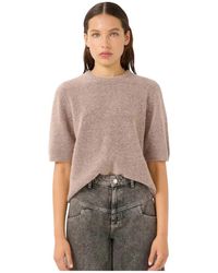 Gestuz - Truien & Vesten ,Roze ,Wol Gebreide Tee Top Met Ronde Hals - Lyst