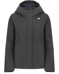 K-Way - Chaqueta Negra Impermeable De Plumón Con Capucha, Mujer, Talla - Lyst
