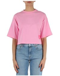 Replay - T-shirt in cotone cropped con logo - Lyst