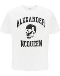 Alexander McQueen - T-shirt mit varsity logo und skull print - Lyst