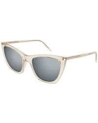 Saint Laurent - Dünne Sonnenbrille Mit Silber Akzenten - Lyst