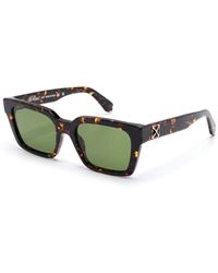 Off-White c/o Virgil Abloh - Accessoires ,Bruin ,Vierkante Zonnebril Met Groene Glazen - Lyst