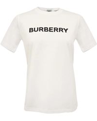 Burberry - Weißes designer t-shirt mit schwarzem logo - Lyst