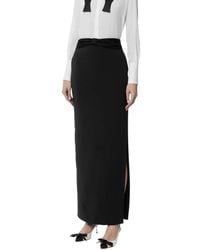 Elisabetta Franchi - Rokken ,Zwart ,Satijn Crêpe Maxi Rok Met Satijnen Strik - Lyst