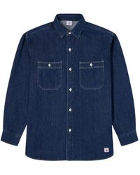 Edwin - Overhemden ,Blauw ,Denim Denim Werkoverhemd Lange Mouw - Lyst