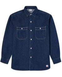 Edwin - Overhemden ,Blauw ,Denim Denim Werkoverhemd Lange Mouw - Lyst