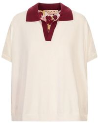 Marni - Tops ,Veelkleurig ,Katoen Polo Sweater Met Bloemenprint Van Een Zijde- En Katoenmix - Lyst