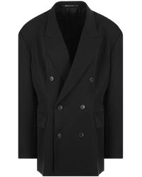 Balenciaga - Schwarze wolljacke für frauen - Lyst