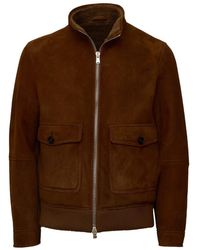 Dondup - Jassen ,Bruin ,Wol Montone Met Hoge Kraag - Lyst