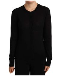 Dolce & Gabbana - Schwarzer Pullover mit Rundhalsausschnitt STAFF Pullover Wolle - Lyst