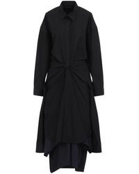 Balenciaga - Kleedjes ,Zwart ,Katoen Maxi Patched Shirt - Lyst