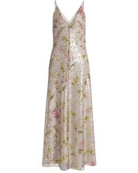 Alberta Ferretti - Kleedjes ,Veelkleurig ,Pailletten Avondjurk Met Bloemmotief En Pailletten - Lyst