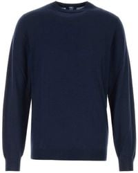 Fedeli - Truien & Vesten ,Blauw ,Wol Argentina Crew-Neck Sweater - Lyst