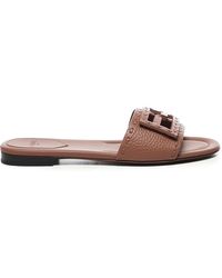 Fendi - Bruine Leren Sandalen Met Baguette Motief - Lyst