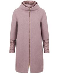 Herno - Cappotto rosa in lana con puffer rimovibile - Lyst
