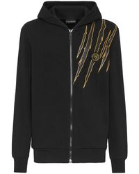 Philipp Plein - Hoodies & Sweatvesten ,Zwart ,Katoen Hoodie Sweatjacket Scratch - Lyst