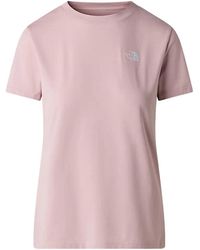 The North Face - Fitness ,Roze ,Katoen Evolution Simple Dome Slim T-Shirt Met Korte Mouwen - Lyst