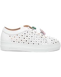 Stokton - Sneakers bianchi con gioielli floreali - Lyst