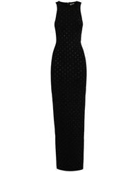 Elisabetta Franchi - Vestido negro sin mangas de punto con logo de strass - Lyst