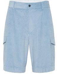 Philipp Plein - Korte Broeken ,Blauw ,Katoen Velvet Gabardine Short Cargo Broeken - Lyst