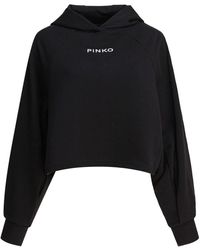 Pinko - Hoodies & Sweatvesten ,Zwart ,Katoen Zwart Gebreid Aw 25 Elegante Stijl - Lyst