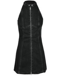 DIESEL - Kleedjes ,Zwart ,Denim Denim Jurk Met Ritssluiting - Lyst