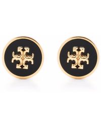 Tory Burch - Accessoires ,Zwart ,Bijoux Stud Oorbellen Zwart/Goud Double T - Lyst