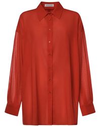Frankie Shop - Overhemden ,Rood ,Katoen Melia Shirt Met Open Rug - Lyst