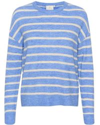 Kaffe - Gestreifter strickpullover blau/beige - Lyst