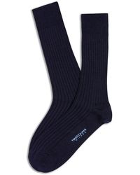 Marcoliani - Ondergoed ,Blauw ,Wol Extrafine Merino Ribgebreide Sok - Lyst