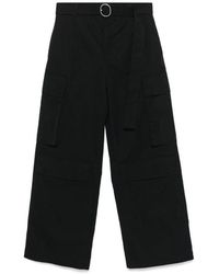 Jil Sander - Broeken ,Zwart ,Broek Met Riem En Zakken - Lyst