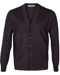 Kangra - Truien & Vesten ,Bruin ,Katoen Slim Fit Cardigan Van Katoen En Linnen - Lyst