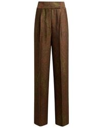 Etro - Broeken ,Groen ,Wol Paisley Jacquard Broek - Lyst