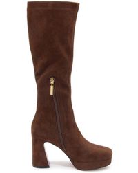 Emanuélle Vee - Bella Stretch Plateau Stiefel Dunkelbraun - Lyst