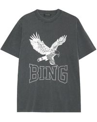 Anine Bing - Camiseta estampada cool negra lavada - Lyst