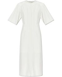 Ami Paris - Kleedjes ,Wit ,Katoen Jurk Met Split - Lyst
