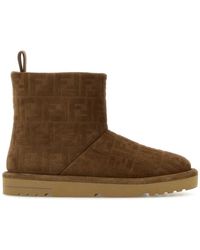 Fendi - Ff Motiv Ankle Boots Im Shearling-Stil - Lyst