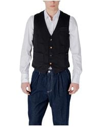 Gianni Lupo - V-Hals Mouwloos Knoop Gilet - Lyst
