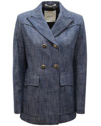 EMMA & GAIA - Jassen ,Blauw ,Katoen N6714 Giacca Doppiopetto Wo Jacket - Lyst