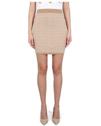 Balmain - Hw Monogram Knit Short Skirt - Lyst