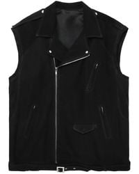 Rick Owens - Jassen ,Zwart ,Leer Zwart Leren Biker Vest - Lyst