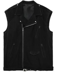 Rick Owens - Jassen ,Zwart ,Leer Zwart Leren Biker Vest - Lyst