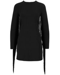 Michael Kors - Kleedjes ,Zwart ,Polyester Fringe Ls Mini Jurk - Lyst