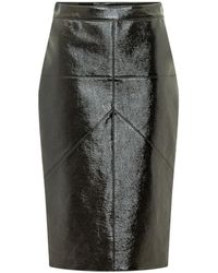 Lanvin - Rokken ,Zwart ,Wol Vinyl Straight Skirt With Cut-Outs - Lyst