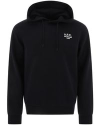 A.P.C. - Hoodies & Sweatvesten ,Zwart ,Katoen Zwarte Sweatshirt Met Logo Borduurwerk - Lyst