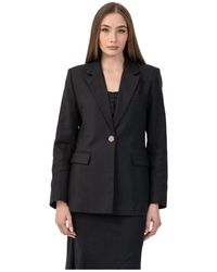 Kocca - Jassen ,Zwart ,Leer Relaxed Fit Blazer Jacket - Lyst